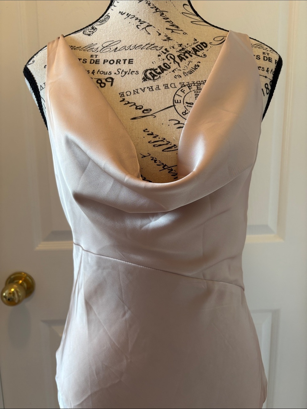 Hello Molly Blush Satin Cowl Maxi Dress with Side Slit - Picture 2 of 10